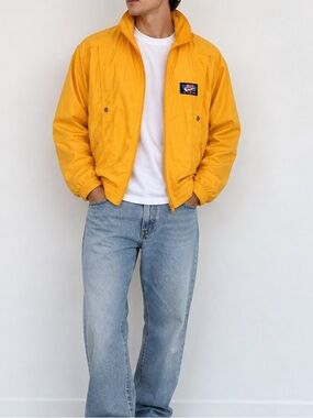 Vintage 90s Nike Athletics Yellow Windbreaker Jacket Nike Champion Size L